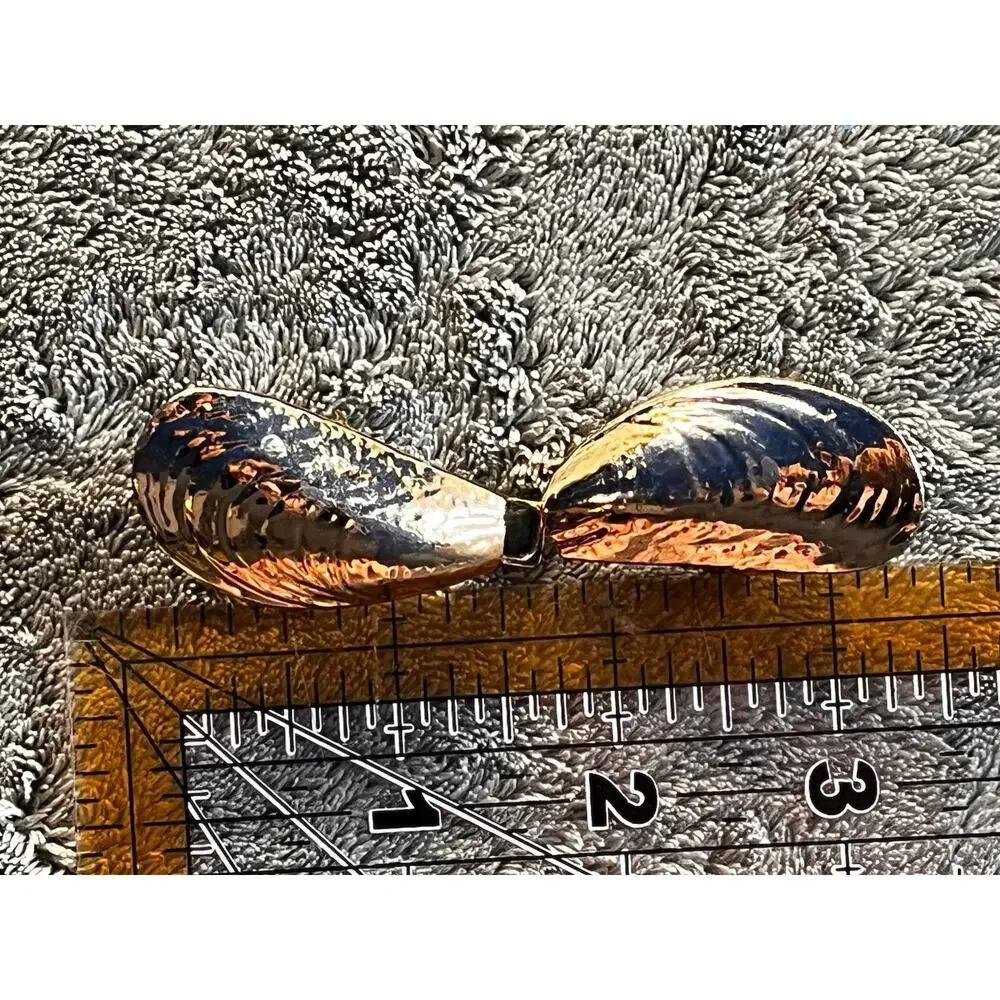 Vintage Gold Tone Double Clam Mussel Shell Belt Buckle 2-Piece Interlocking